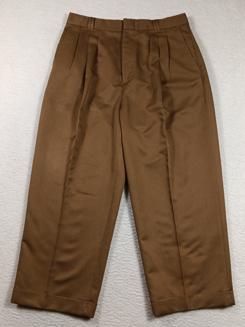 Vintage Smokey Joes Pants Mens 34x32 Brown Wide Leg Pleated Cuffed Jazz